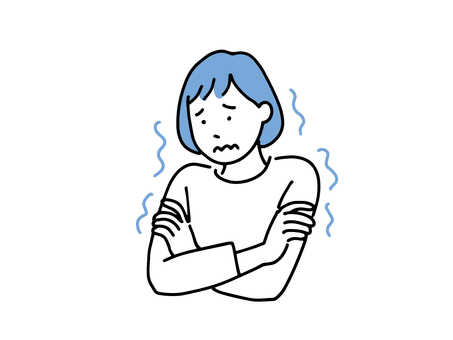 震える女性のイラスト